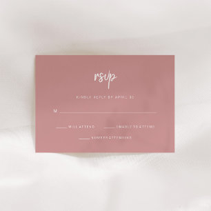 Modern minimalistisch script   Dusty Roos Wedding RSVP Kaartje