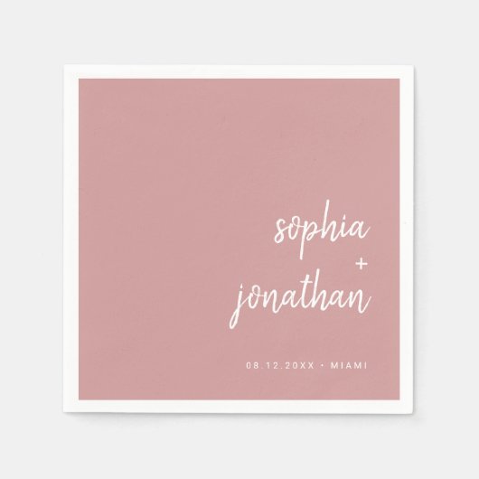 Modern minimalistisch script | Dusty Roos Wedding Servet (Voorkant)
