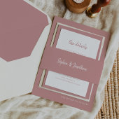 Modern minimalistisch script | Dusty Roos Wedding Uitnodigingen Wikkel
