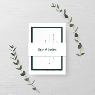 Modern minimalistisch script   Emerald Green on Wh Uitnodigingen Wikkel