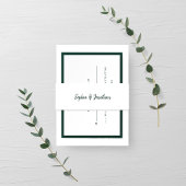 Modern minimalistisch script | Emerald Green on Wh Uitnodigingen Wikkel