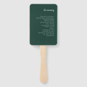 Modern minimalistisch script Emerald Green | Wedde Handwaaier (Achterkant)