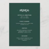 Modern minimalistisch script Emerald Green | Wedde Menu (Voorkant)