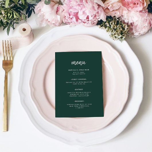 Modern minimalistisch script Emerald Green | Wedde Menu