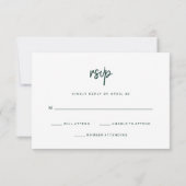 Modern minimalistisch script Emerald Green | Wedde RSVP Kaartje (Achterkant)