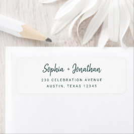 Modern minimalistisch script | Emerald Green Weddi Etiket