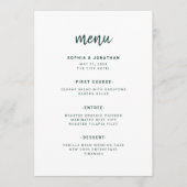 Modern minimalistisch script | Emerald Green Weddi Menu (Voorkant)