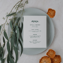 Modern minimalistisch script | Emerald Green Weddi Menu