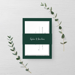 Modern minimalistisch script | Emerald Green Weddi Uitnodigingen Wikkel