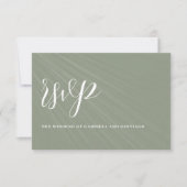 Modern minimalistisch script Emerald Green Wedding RSVP Kaartje (Voorkant)