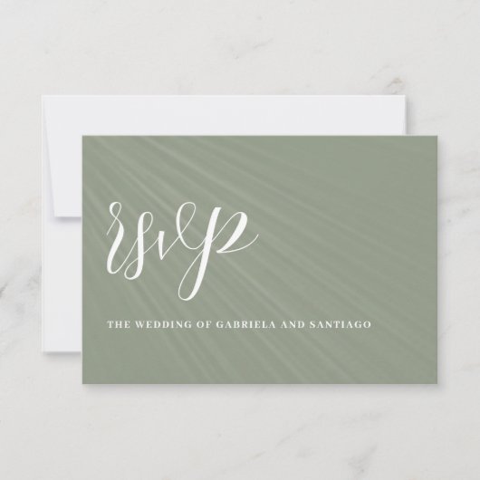 Modern minimalistisch script Emerald Green Wedding RSVP Kaartje (Voorkant)