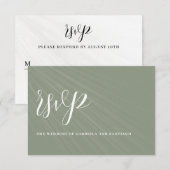 Modern minimalistisch script Emerald Green Wedding RSVP Kaartje (Voorkant / Achterkant)
