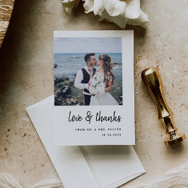 Modern minimalistisch script en twee foto's | Wedd Bedankkaart