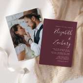 Modern minimalistisch script foto Bourgundy Weddin Kaart