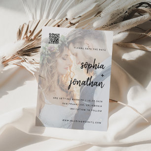 Modern minimalistisch script   Foto- en QR-code Save The Date
