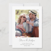 Modern minimalistisch script foto QR code bruiloft Kaart (Voorkant)