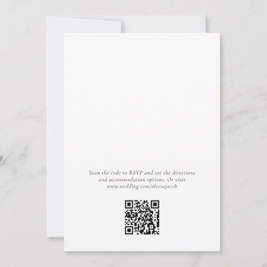 Modern minimalistisch script foto QR code bruiloft Kaart (Achterkant)