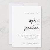 Modern minimalistisch script | Foto terug Save The Date (Voorkant)