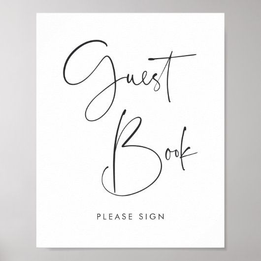 Modern Minimalistisch Script Gastenboek teken Poster (Voorkant)