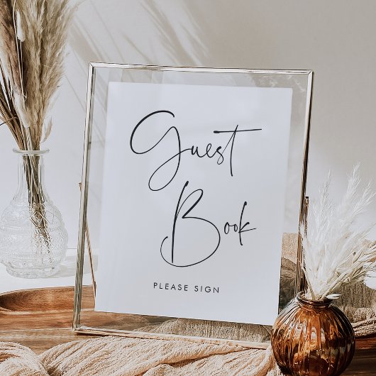Modern Minimalistisch Script Gastenboek teken Poster