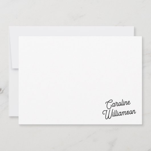 Modern minimalistisch script gepersonaliseerd brie notitiekaartje (Voorkant)