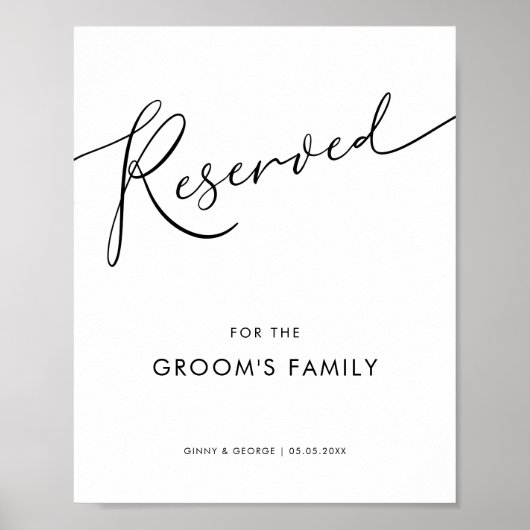 Modern Minimalistisch Script Gereserveerd Trouwbor Poster (Voorkant)