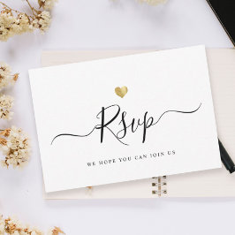 Modern minimalistisch script Gold Wedding RSVP