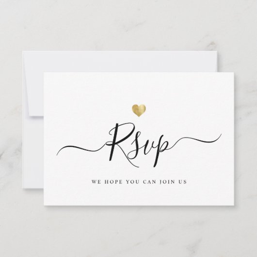 Modern minimalistisch script Gold Wedding RSVP (Voorkant)
