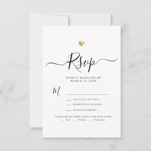 Modern minimalistisch script Gold Wedding RSVP (Voorkant)