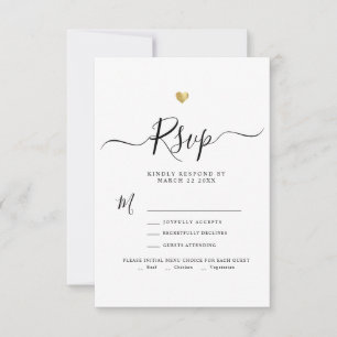 Modern minimalistisch script Gold Wedding RSVP