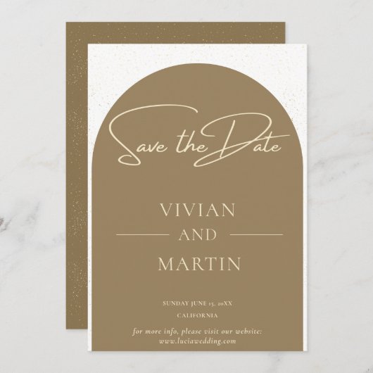 Modern minimalistisch script Golden Dust Save the  Kaart (Voorkant / Achterkant)