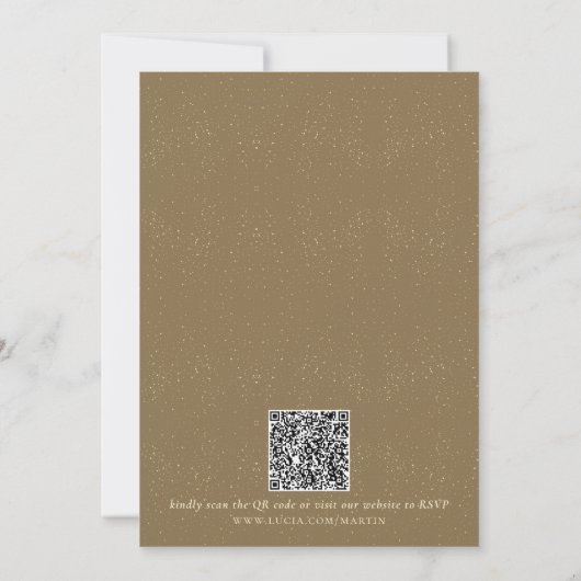 Modern minimalistisch script Golden Dust Wedding Kaart (Achterkant)