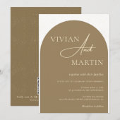 Modern minimalistisch script Golden Dust Wedding Kaart (Voorkant / Achterkant)