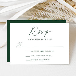Modern Minimalistisch Script Groene bruiloft RSVP Kaartje