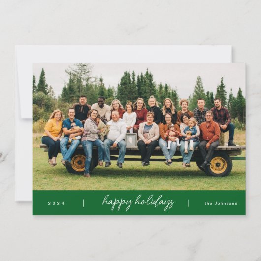 Modern minimalistisch script Groene Kerst Feestdagenkaart (Voorkant)