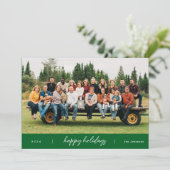 Modern minimalistisch script Groene Kerst Feestdagenkaart (Staand voorkant)