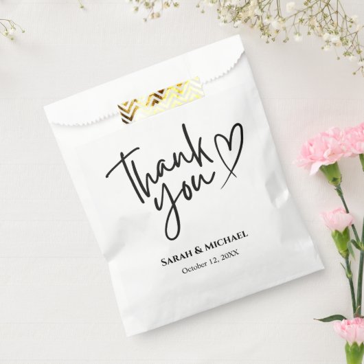Modern Minimalistisch Script Hart Dank u bruiloft Bedankzakje (Gezegeld)