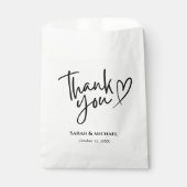Modern Minimalistisch Script Hart Dank u bruiloft Bedankzakje (Voorkant)