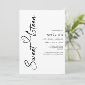 Modern Minimalistisch Script Hart Sweet 6teen Foto Kaart (Staand voorkant)