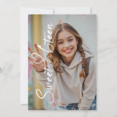 Modern Minimalistisch Script Hart Sweet 6teen Foto Kaart (Achterkant)