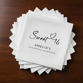 Modern minimalistisch script Heart Sweet 16 Servet