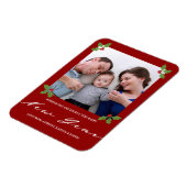 Modern minimalistisch script Holly Photo nieuwjaar Magneet (Linkerzijde)