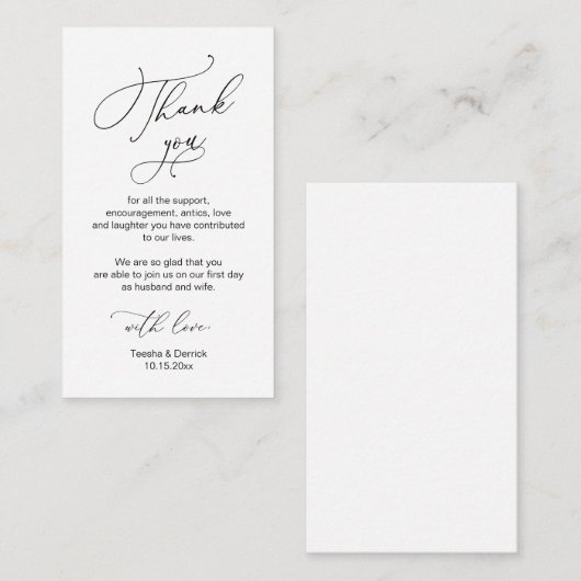 Modern minimalistisch script, huwelijk bedankt Enc Informatiekaartje (Voorkant / Achterkant)