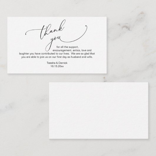 Modern minimalistisch script, huwelijk bedankt Enc Informatiekaartje (Voorkant / Achterkant)