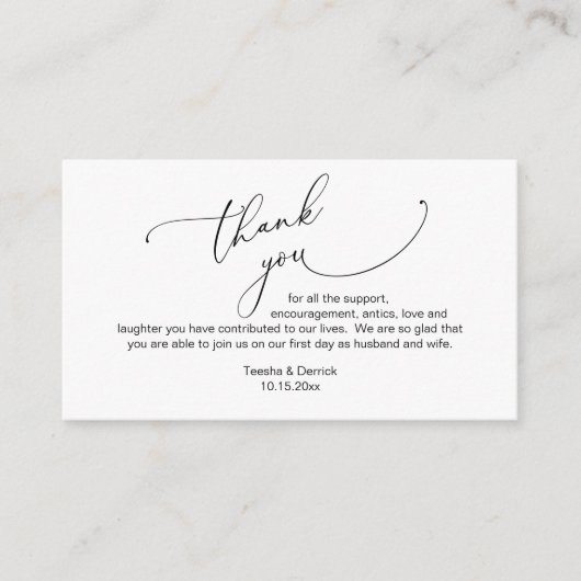 Modern minimalistisch script, huwelijk bedankt Enc Informatiekaartje (Voorkant)