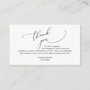 Modern minimalistisch script, huwelijk bedankt Enc Informatiekaartje