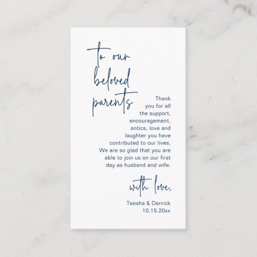 Modern minimalistisch script, huwelijk bedankt informatiekaartje (Voorkant)