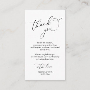 Modern minimalistisch script, huwelijk bedankt informatiekaartje