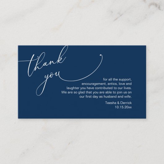 Modern minimalistisch script, huwelijk bedankt informatiekaartje (Voorkant)