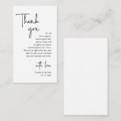 Modern minimalistisch script, huwelijk bedankt informatiekaartje (Voorkant / Achterkant)